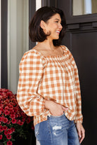 Jodifl One Fine Afternoon Gingham Plaid Top In Caramel Ave Shops