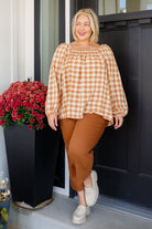 Jodifl One Fine Afternoon Gingham Plaid Top In Caramel Ave Shops