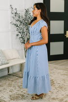 Haptics Only Chance Pleated Smock Waist Maxi Dress in Blue Womens