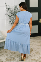 Haptics Only Chance Pleated Smock Waist Maxi Dress in Blue Womens