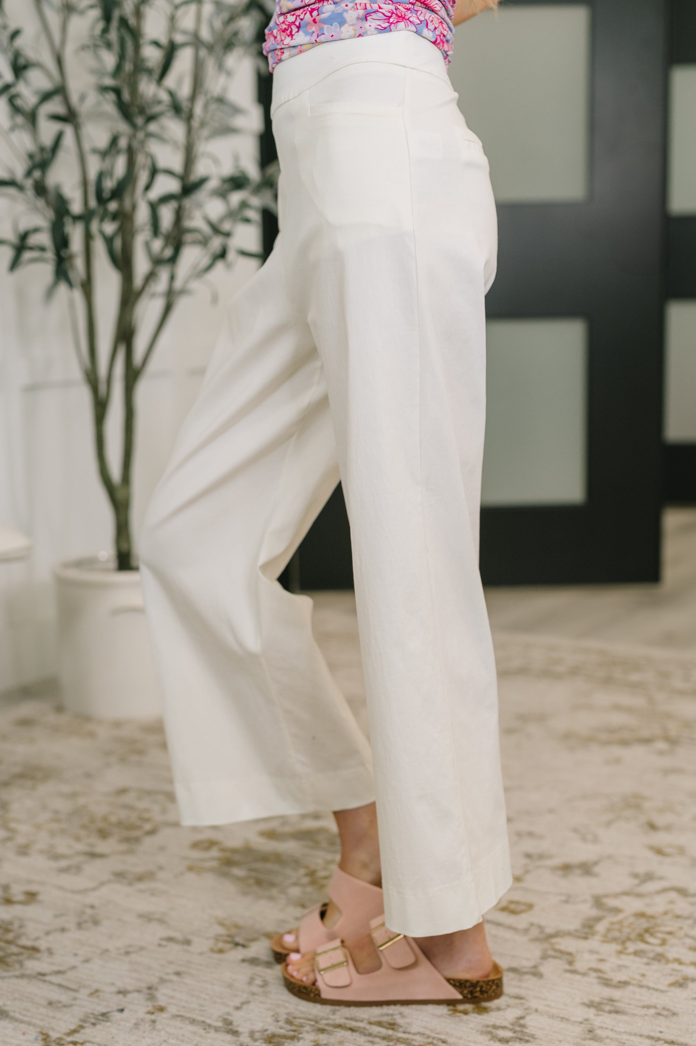 Dear Scarlett Only Pair High Waisted Wide Leg Bottoms in Off White Womens