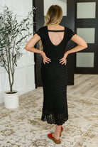 On the Town Lace Scoop Neck Dress in Black Womens