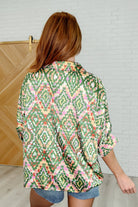 One Eleven North Optical Illusion Button Up Blouse Womens