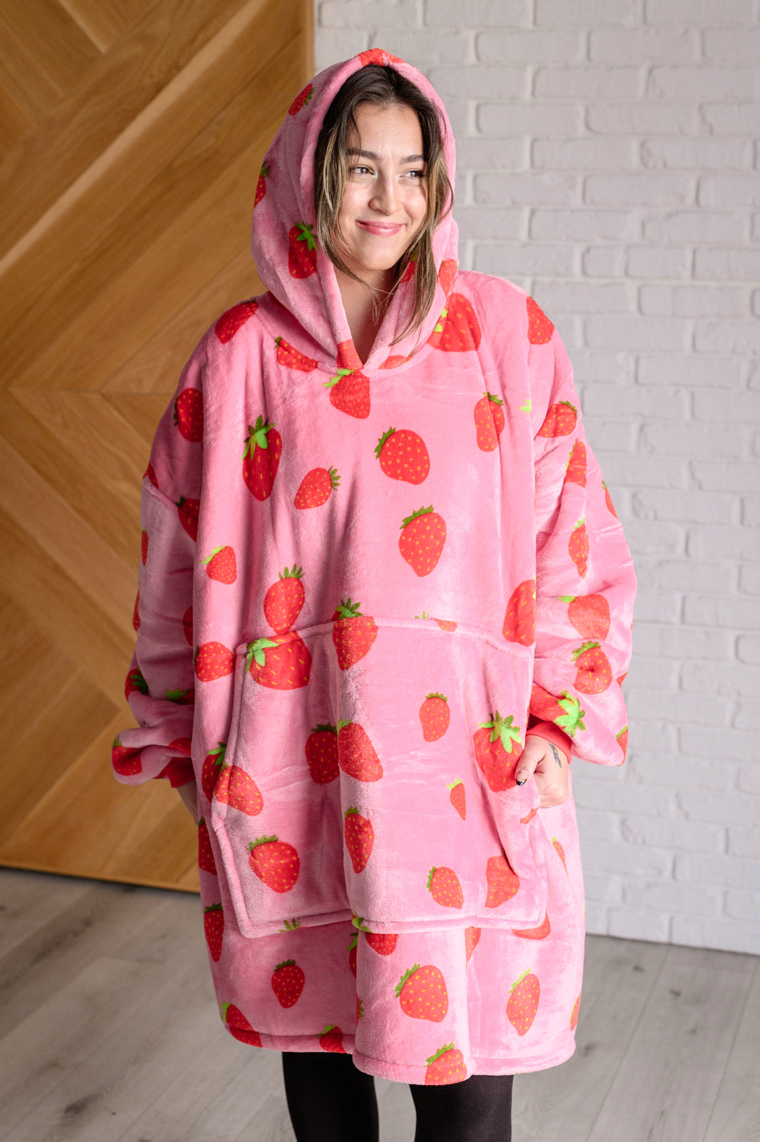 Oversized Blanket Hoodie in Strawberry Sweatshirts & Hoodies