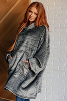 Oversized Velour Blanket Hoodie in Gray Sweatshirts & Hoodies