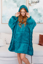 Oversized Velour Blanket Hoodie in Green Sweatshirts & Hoodies