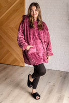 Oversized Velour Blanket Hoodie in Purple OS Sweatshirts & Hoodies