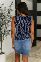 Blu Pepper Own the Chill Wavy Striped Top in Navy Womens