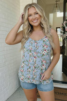 P.S. Kate Garden Party Ready Floral Button Tank