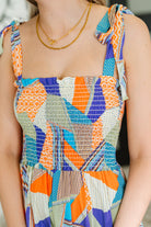 Haptics Paint Me Pretty Square Neck Dress in Lime, Blue and Tangerine Womens