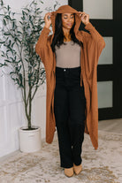 Dear Scarlett Pamper Travel Hooded Cardigan in Chestnut Womens