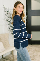 Zenana Parallel Lives Drop Shoulder Casual Top in Navy Womens