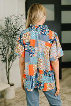 Pardon Me Patchwork Puff Sleeve Blouse Womens