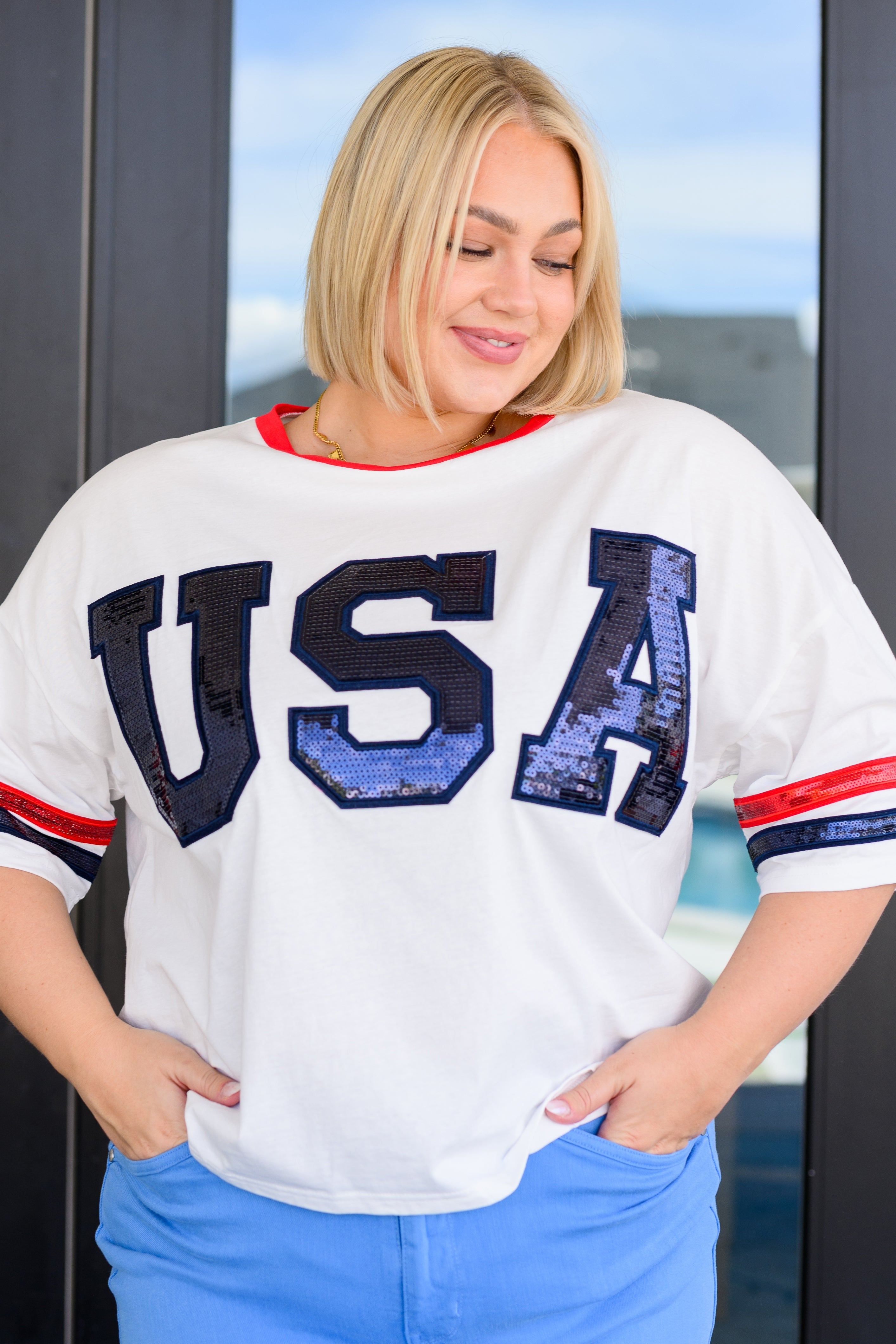 BiBi Party In The USA Drop Shoulder Top – Ruby Idol Apparel