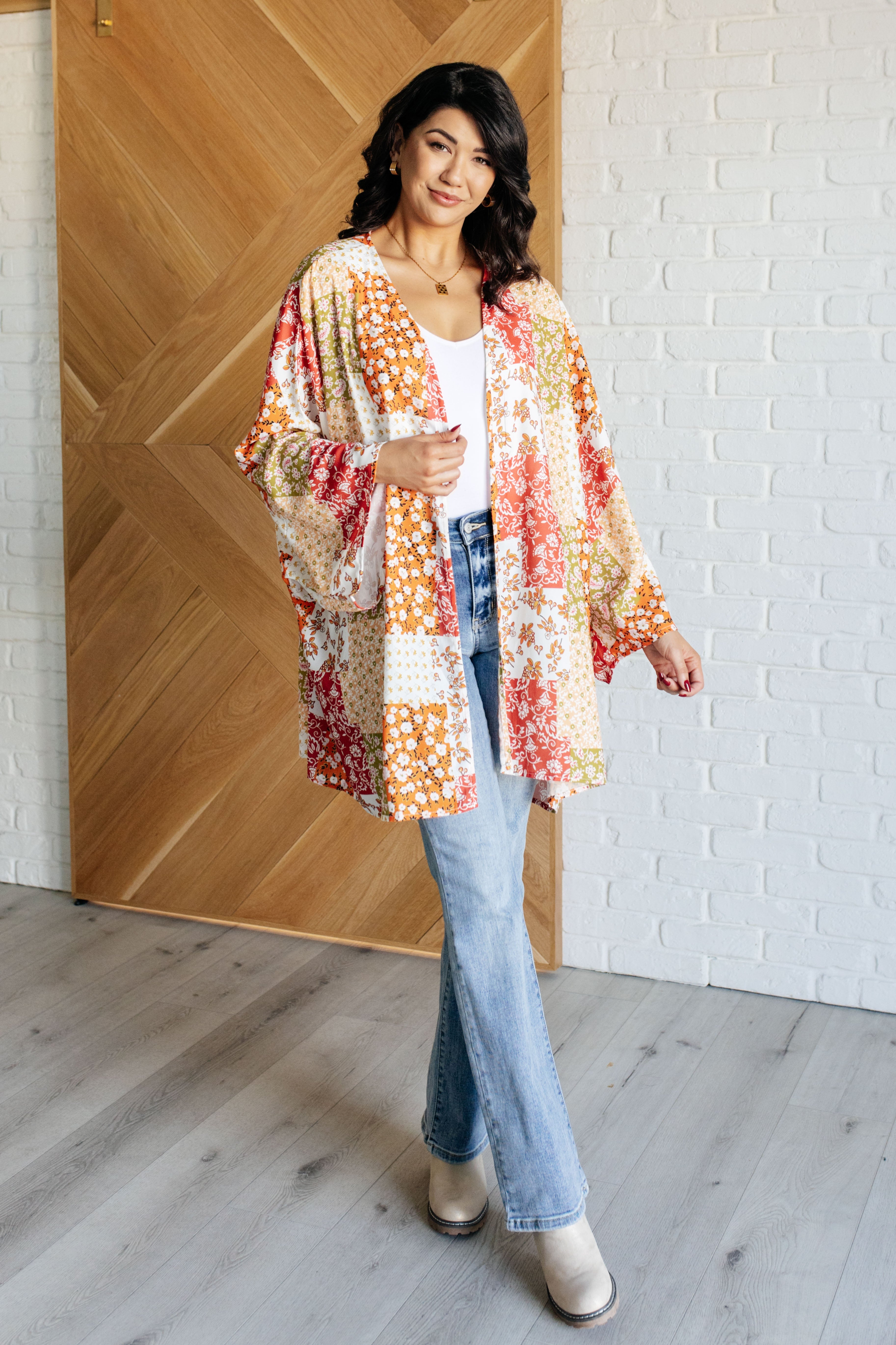 One Eleven North Patchwork of Feelings Mixed Floral Kimono Kimonos