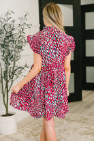 Haptics Pattern Pending Bow Detail Dress in Fuchsia and Black Womens