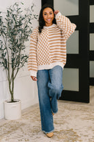 Haptics Pattern Play Oversized Pullover in Taupe Womens