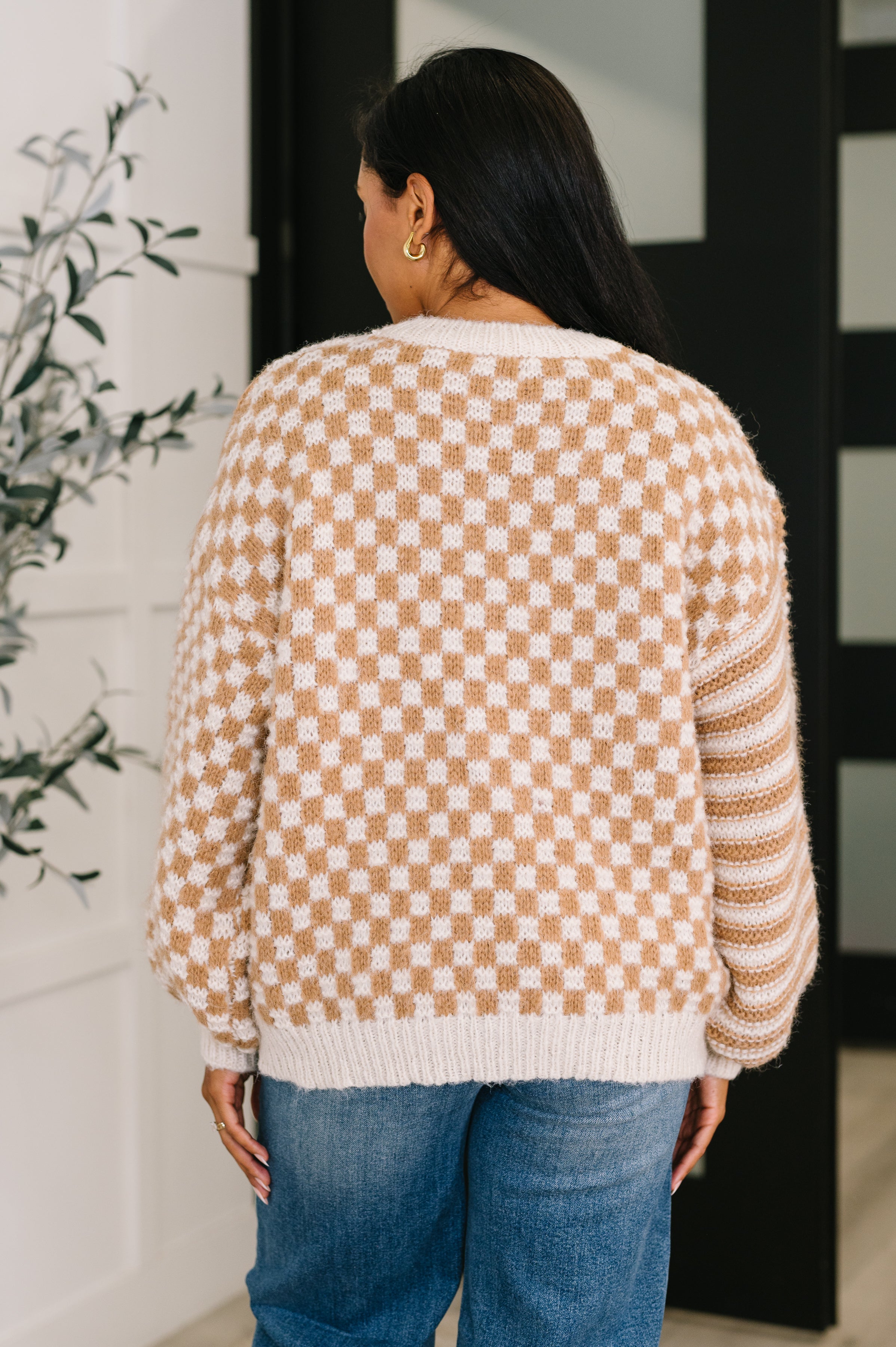 Haptics Pattern Play Oversized Pullover in Taupe Womens