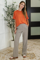 Rae Mode Peachy Keen Straight Leg Trousers in Stone Taupe Womens