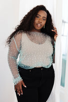 White Birch Pearl Diver Layering Top in Light Cyan Ave Shops