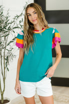 One Eleven North Perfect Playlist Color Block Sleeve Top Womens