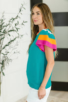 One Eleven North Perfect Playlist Color Block Sleeve Top Womens