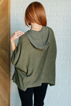 White Birch Perfectly Poised Hooded Poncho in Olive Shirts & Tops