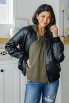 White Birch Perfectly Poised Hooded Poncho in Olive Shirts & Tops