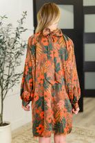 Petals After Dark Balloon Sleeve Dress Womens