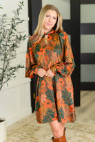 Petals After Dark Balloon Sleeve Dress Womens