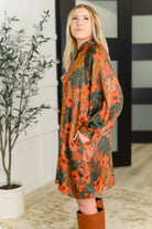Petals After Dark Balloon Sleeve Dress Womens