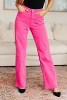 Judy Blue Barbara High Rise Hot Pink Garment Dyed 90's Straight Jeans 24W Ave Shops