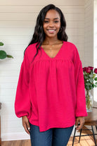 Now N Forever Pink Punch Long Sleeve Blouse Shirts & Tops