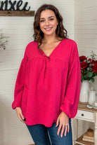 Now N Forever Pink Punch Long Sleeve Blouse Shirts & Tops