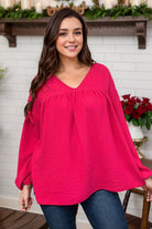 Now N Forever Pink Punch Long Sleeve Blouse Shirts & Tops