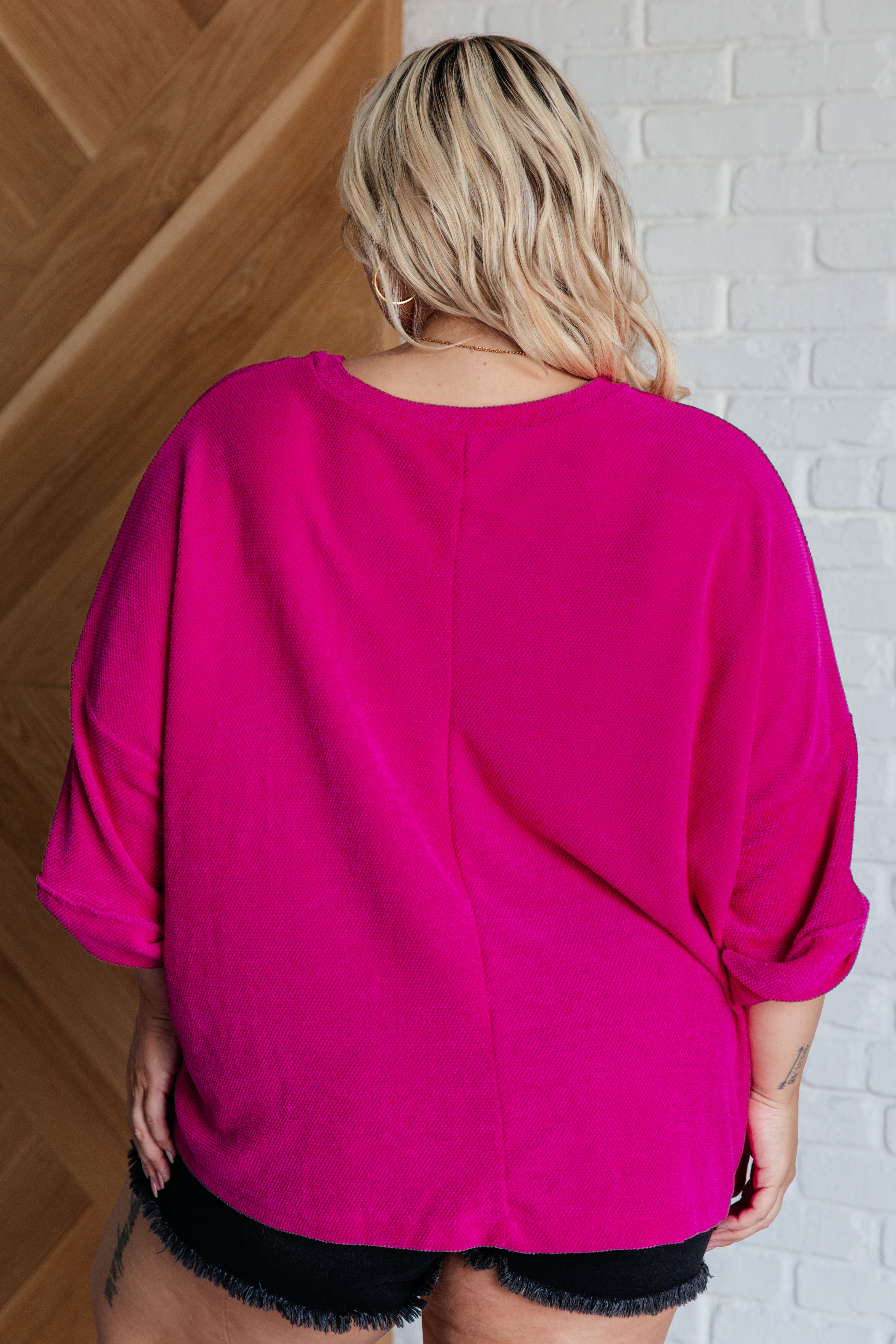 White Birch Pink Thoughts Chenille Blouse Blouses