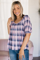 Shopin LA Pinkin' in Plaid - Puff Sleeve