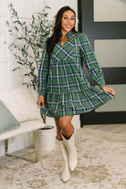 One Eleven North Plaid Perspective Split Neck Long Sleeve Dress XL Womens