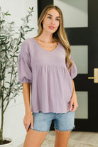 One Eleven North Pleasantly Perfect Bubble Sleeve Peasant Blouse Blouses