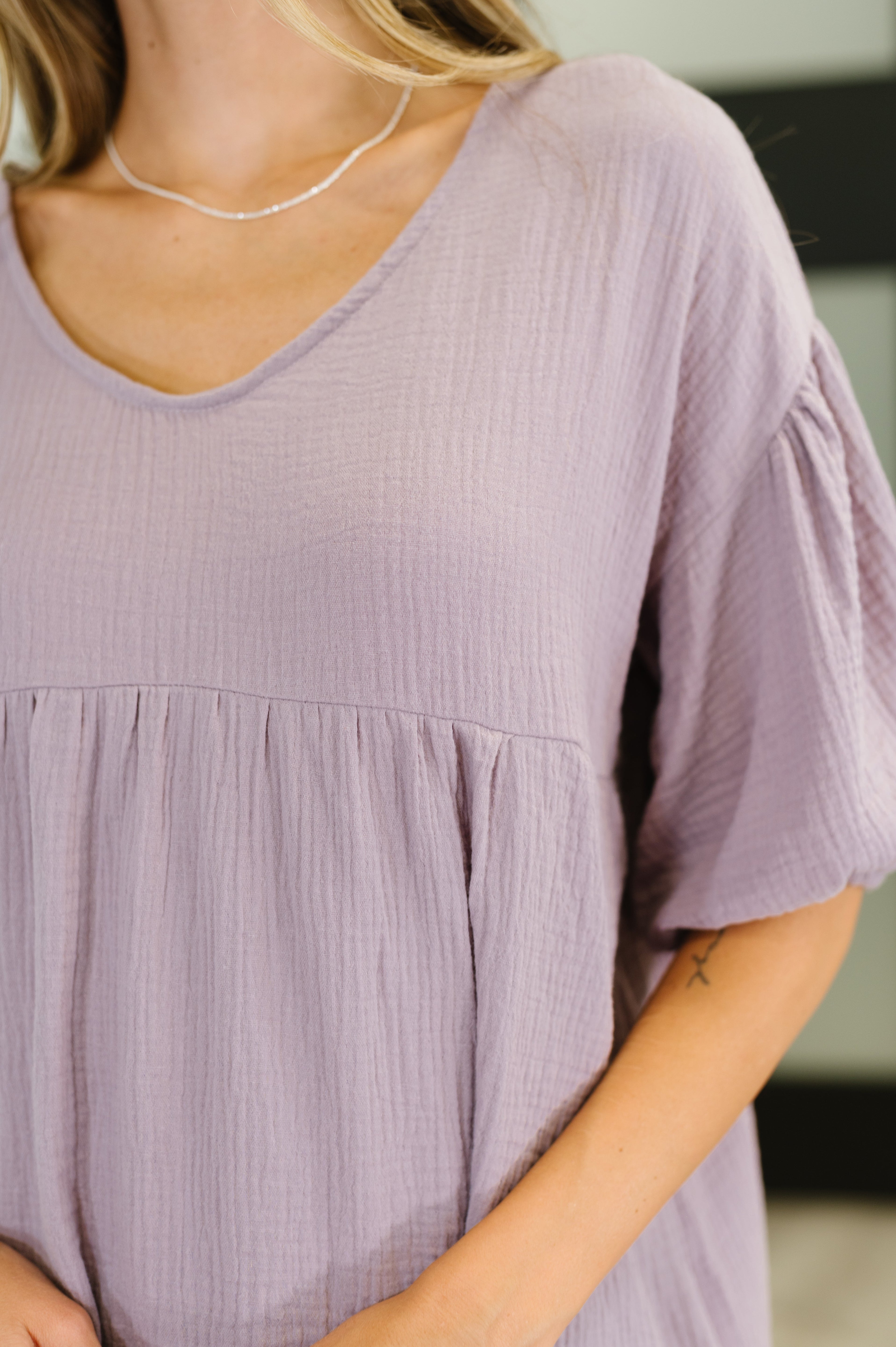 One Eleven North Pleasantly Perfect Bubble Sleeve Peasant Blouse Blouses