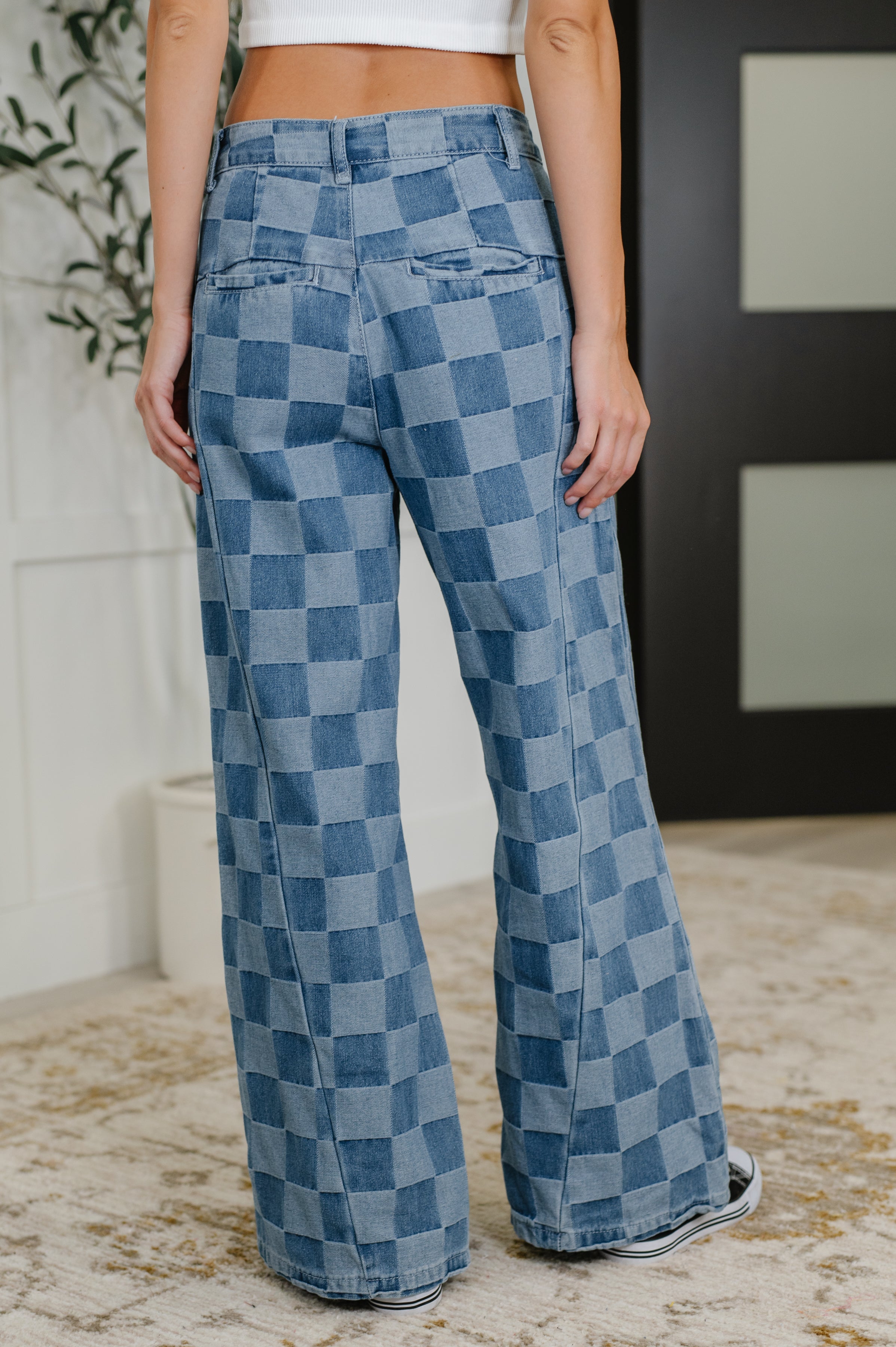 PREORDER: Please Detail Wide Leg Checkered Bottoms Womens