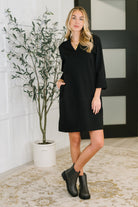 Dear Scarlett Portfolio Quarter Sleeve Dress in Black Womens