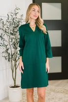 Dear Scarlett Portfolio Quarter Sleeve Dress in Hunter Green Womens