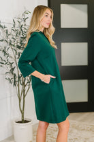Dear Scarlett Portfolio Quarter Sleeve Dress in Hunter Green Womens
