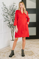 Dear Scarlett Portfolio Quarter Sleeve Dress in Red Womens