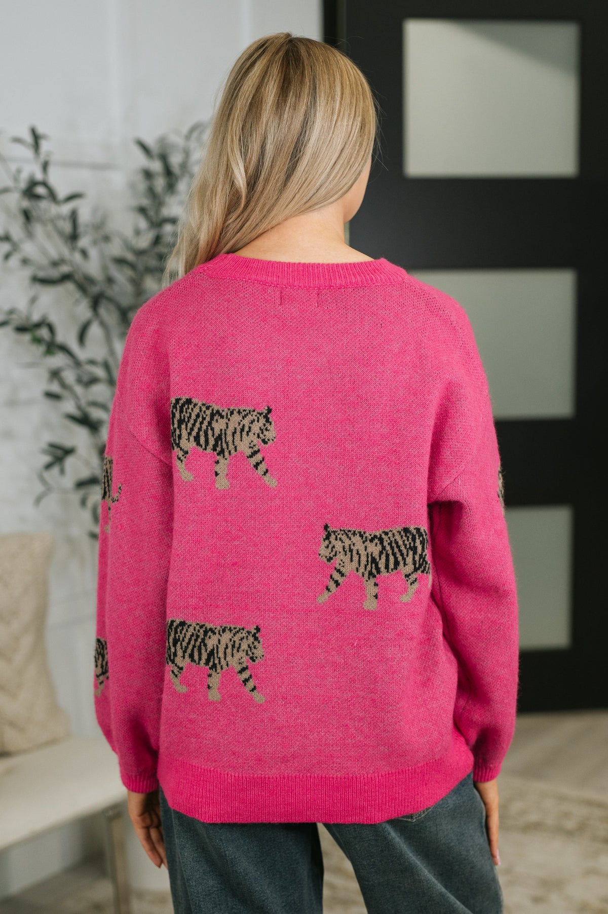 Pretty and Prowling Graphic Pullover in Pink Womens