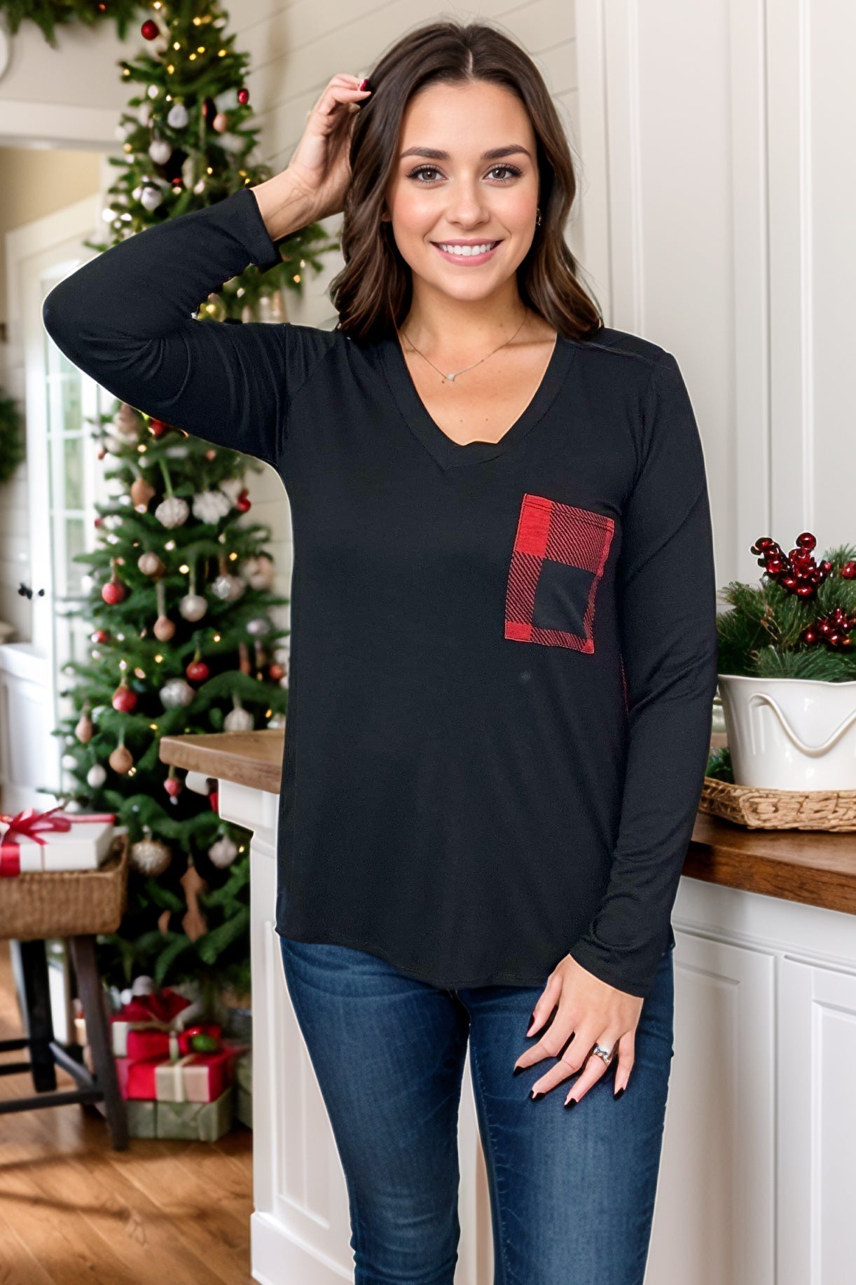 Heimish Pretty in Buffalo Plaid Long Sleeve BoutiqueSimplified