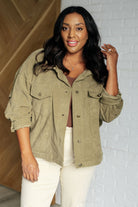 Andree By Unit Primrose Corduroy Jacket in Olive Coats & Jackets