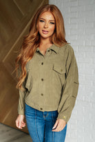 Andree By Unit Primrose Corduroy Jacket in Olive Coats & Jackets