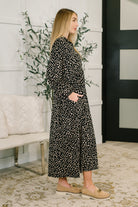 Haptics Promotional Proposal Jersey Knit Collared Dress in Black and Khaki Womens